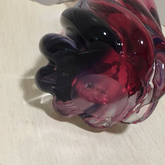 Swung Glass Vintage Hand Blown 8 Finger Art Glass Vase Cobalt Purple 10" Heavy - Picture 8 of 11